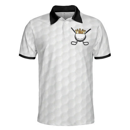 Men Golf Polo Shirt - Golf Ball Texture Golfer On Throne, King Of Golf Black And White Men Polo Shirt - Perfect Polo Shirt For Men, Golfers - Amzanimalsgift