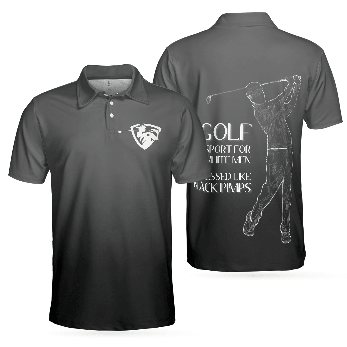 Men Golf Polo Shirt - Golf Black Pimps Polo Shirt For Men, Funny White Men Golfing Polo Shirt - Best Gift For Men, Golf Lovers - Amzanimalsgift