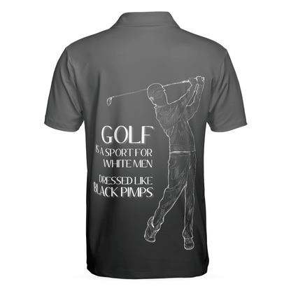 Men Golf Polo Shirt - Golf Black Pimps Polo Shirt For Men, Funny White Men Golfing Polo Shirt - Best Gift For Men, Golf Lovers - Amzanimalsgift