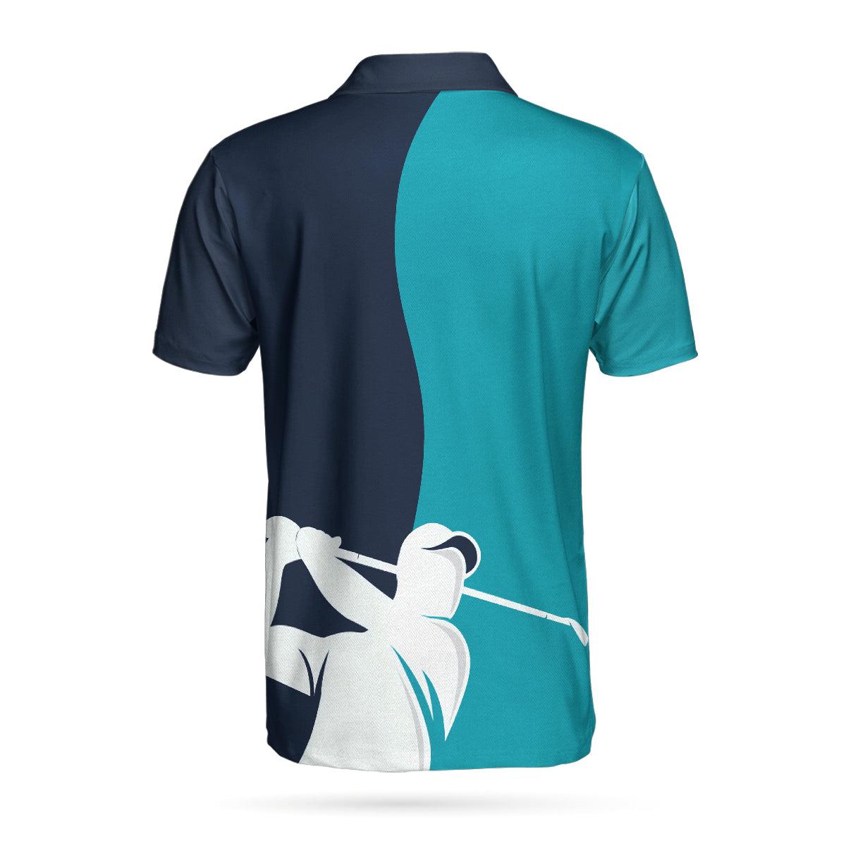 Men Golf Polo Shirt - Golf Blue And Navy Polo Shirt, White Silhouette Golfing Men Polo Shirt, Best Golf Shirt For Men, Golfers - Amzanimalsgift