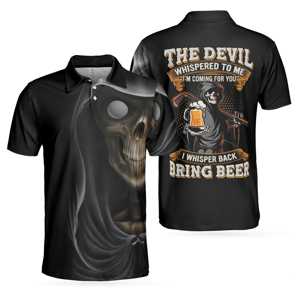 Men Golf Polo Shirt - Golf Bring Beer Polo Shirt, The Devil Whispered To Me I'm Coming For You Polo Shirt - Perfect Gift For Men, Golfers - Amzanimalsgift