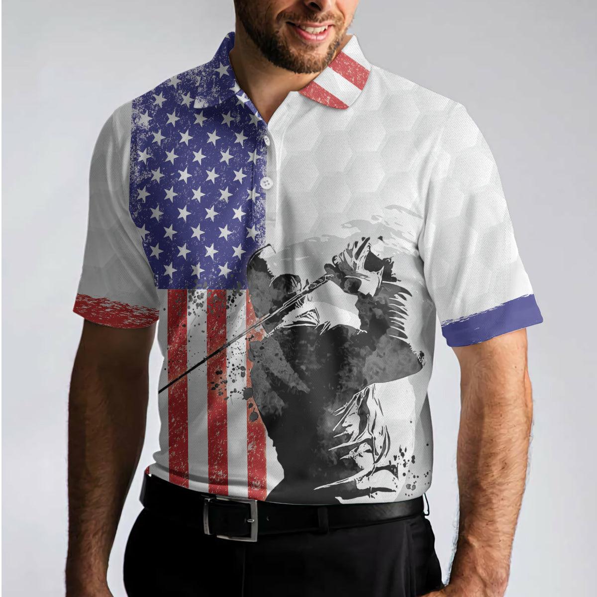 Men Golf Polo Shirt - Golf Club Style American Flag Polo Shirt, Patriotic Golf Shirt For Men - Perfect Polo Shirt For Men, Golfers - Amzanimalsgift