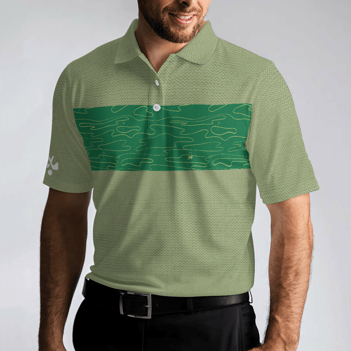 Men Golf Polo Shirt - Golf Course Pattern Men Polo Shirt, Hit'Em Long & Straight Elegant Golf Shirt Men Polo Shirt - Perfect Polo Shirt For Men, Golfers - Amzanimalsgift