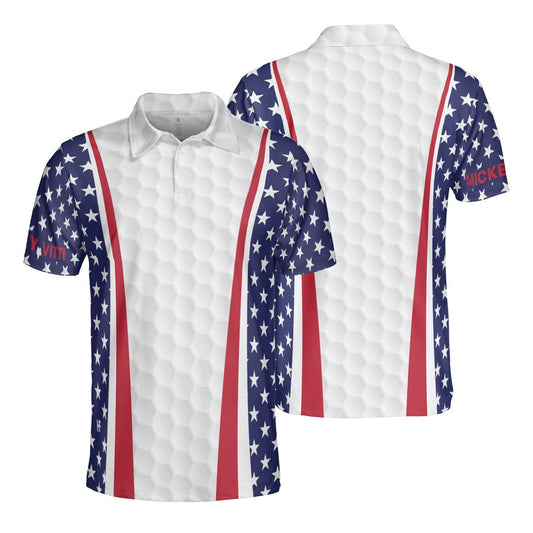 Men Golf Polo Shirt - Golf Custom Men Polo Shirt, American Flag Golf Texture Custom Men Polo Shirt - Personalized Gift For Men, Golf Lovers - Amzanimalsgift