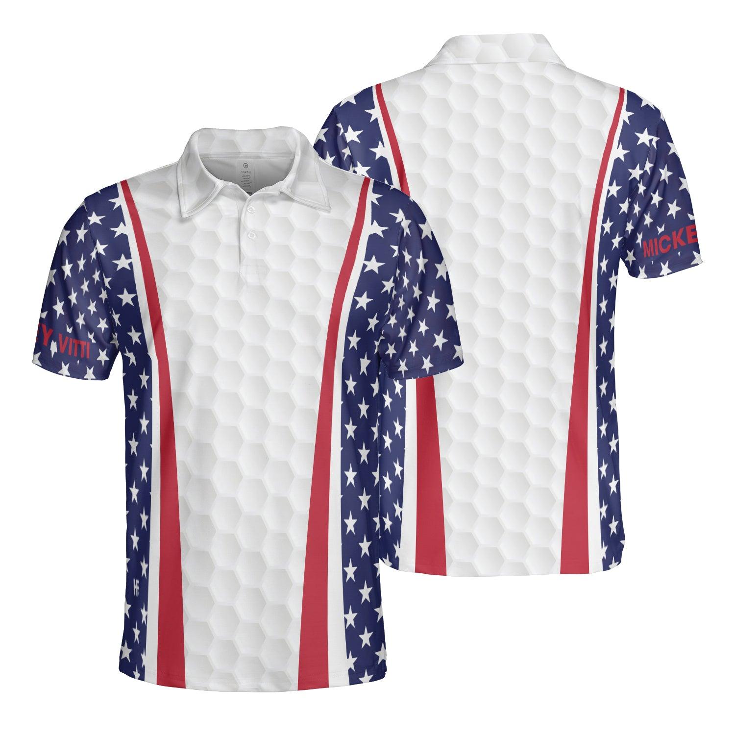 Men Golf Polo Shirt - Golf Custom Men Polo Shirt, American Flag Golf Texture Custom Men Polo Shirt - Personalized Gift For Men, Golf Lovers - Amzanimalsgift