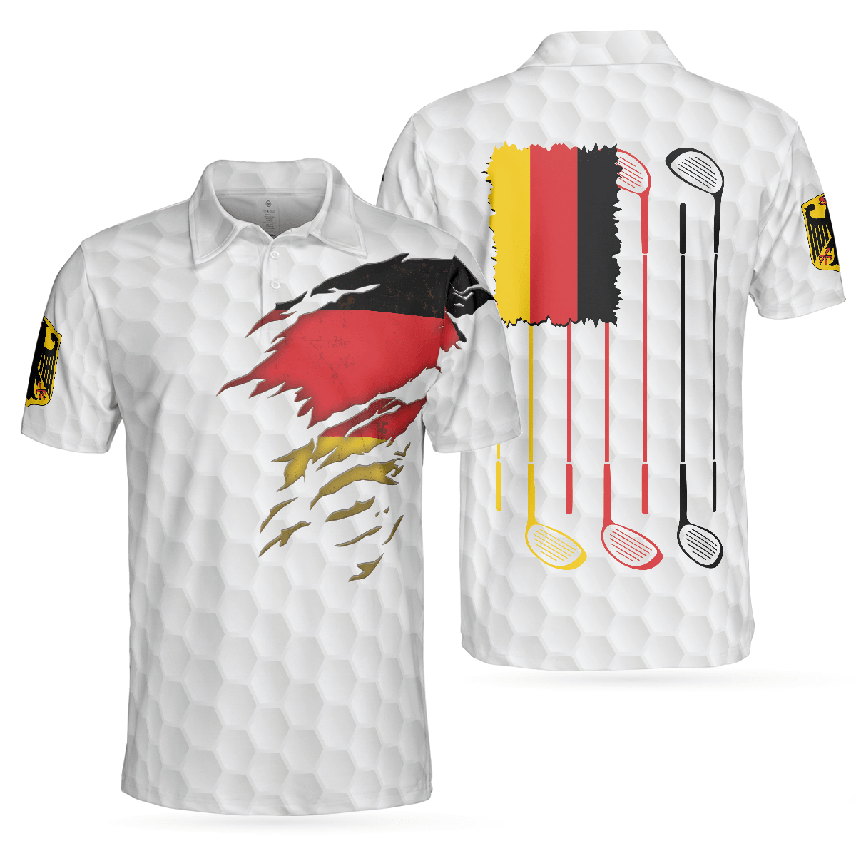 Men Golf Polo Shirt - Golf Germany Flag Polo Shirt, White Golf Pattern Polo Shirt, German Golf Shirt For Men, Polo Shirt For Men - Amzanimalsgift