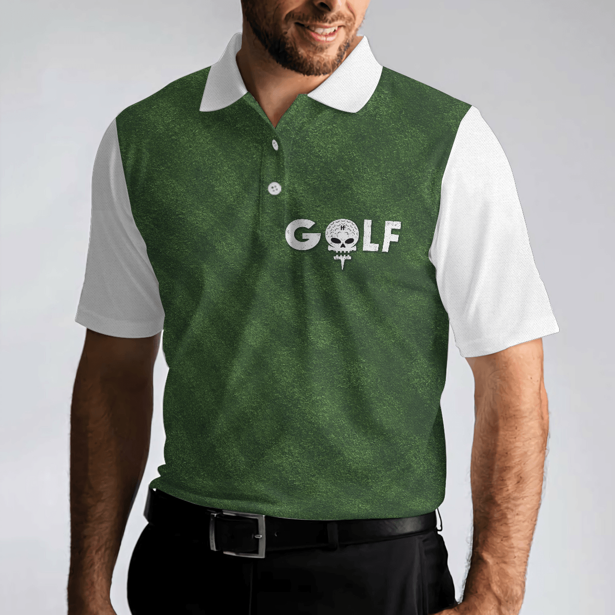 Men Golf Polo Shirt - Golf Green Background Men Polo Shirt, Classic Green Golf Shirt For Men Polo Shirt - Perfect Polo Shirt For Men, Golfers - Amzanimalsgift