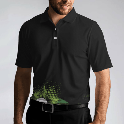 Men Golf Polo Shirt - Golf Grunge Graphic Golf Men Polo Shirt, Wet Paint Silhouette Black Men Polo Shirt - Perfect Polo Shirt For Men, Golfers - Amzanimalsgift
