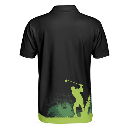Men Golf Polo Shirt - Golf Grunge Graphic Golf Men Polo Shirt, Wet Paint Silhouette Black Men Polo Shirt - Perfect Polo Shirt For Men, Golfers - Amzanimalsgift