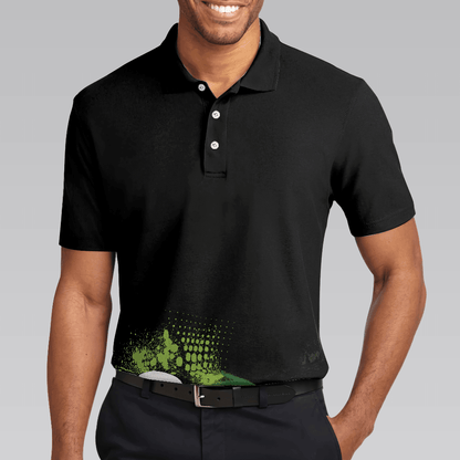 Men Golf Polo Shirt - Golf Grunge Graphic Golf Men Polo Shirt, Wet Paint Silhouette Black Men Polo Shirt - Perfect Polo Shirt For Men, Golfers - Amzanimalsgift