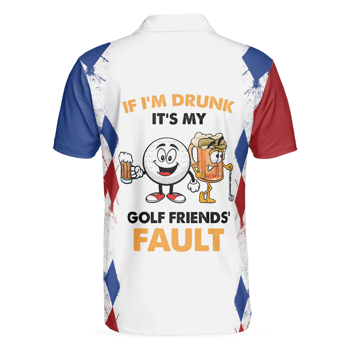 Men Golf Polo Shirt - Golf If I'm Drunk Polo Shirt, Argyle Pattern Drinking Golf Polo Shirt For Men, Funny Golf Shirt With Sayings, Gift Ideas For Men Golfers - Amzanimalsgift