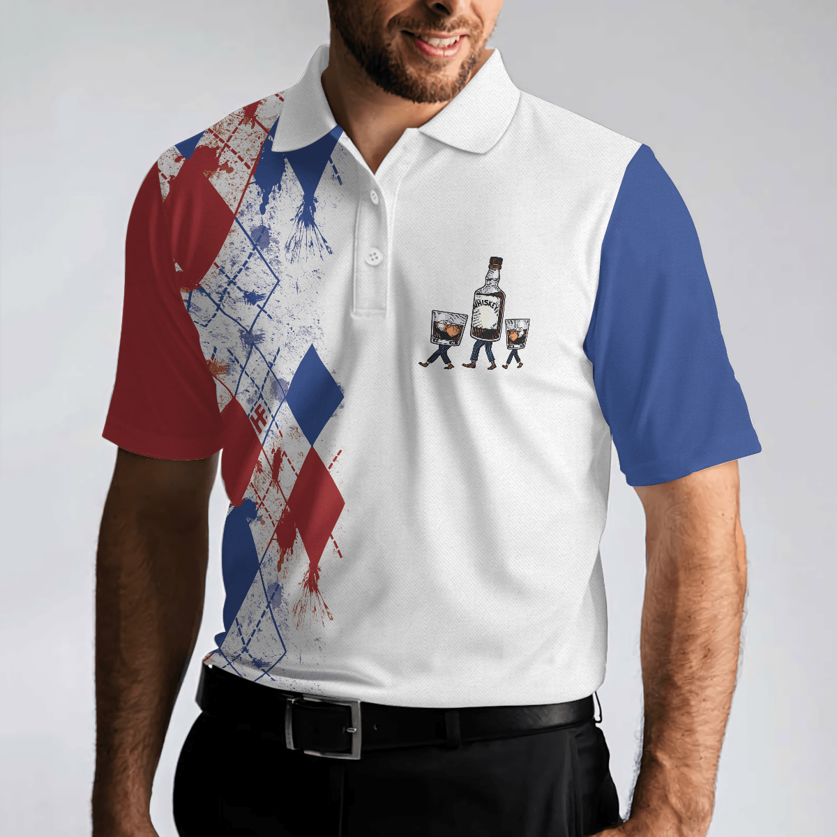 Men Golf Polo Shirt - Golf If I'm Drunk Polo Shirt, Argyle Pattern Drinking Golf Polo Shirt For Men, Funny Golf Shirt With Sayings, Gift Ideas For Men Golfers - Amzanimalsgift