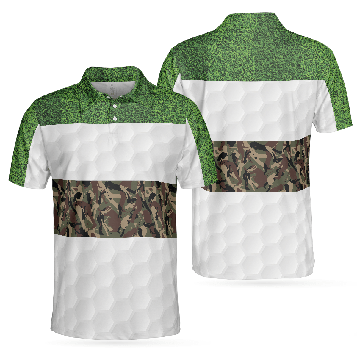 Men Golf Polo Shirt - Golf In Green And Camouflage Pattern Golf Men Polo Shirt, Cool Men Golf Polo Shirt - Perfect Polo Shirt For Men, Golfers - Amzanimalsgift
