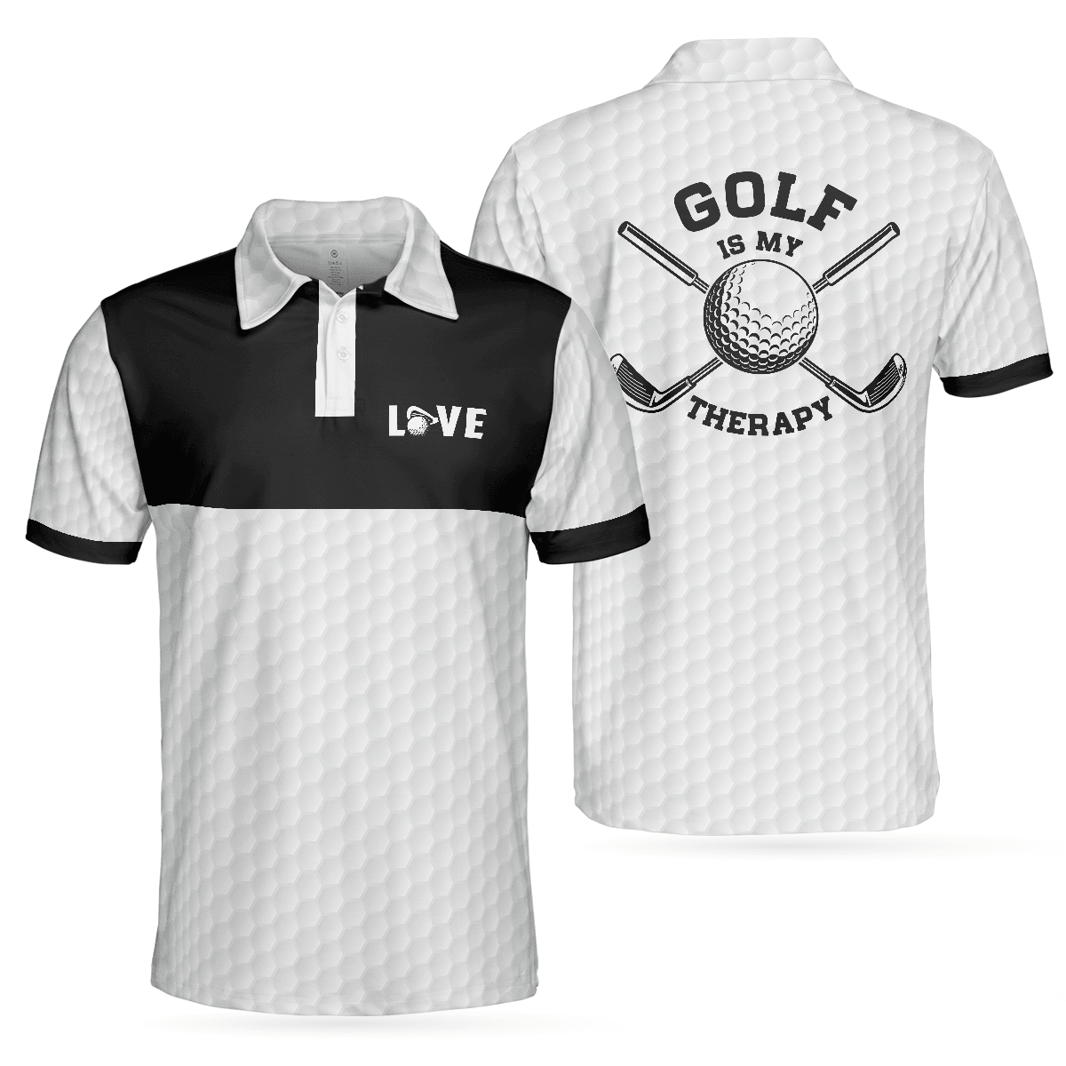 Men Golf Polo Shirt - Golf Is My Therapy Golf Polo Shirt, Black And White Golf Love Men Golf Polo Shirt - Perfect Polo Shirt For Men, Golfers - Amzanimalsgift