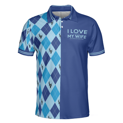 Men Golf Polo Shirt - Golf Men Polo Shirt, I Love It When My Wife Lets Me Go Golfing Men Polo Shirt, Seamless Pattern Husband Golf Shirt For Men - Amzanimalsgift