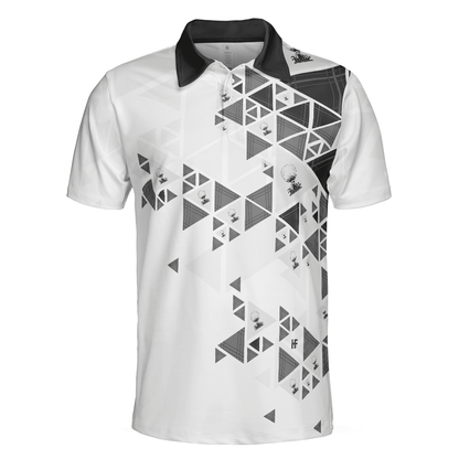 Men Golf Polo Shirt - Golf Pattern On Par For 50 Years Men Polo Shirt, Black And White Polo Shirt, Best Golf Shirt For Men, Golfers - Amzanimalsgift