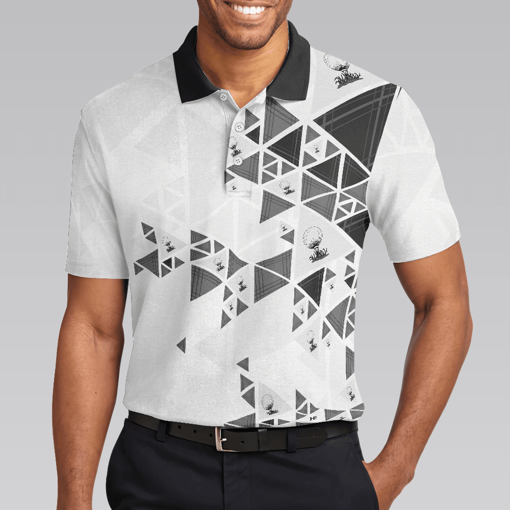 Men Golf Polo Shirt - Golf Pattern On Par For 50 Years Men Polo Shirt, Black And White Polo Shirt, Best Golf Shirt For Men, Golfers - Amzanimalsgift