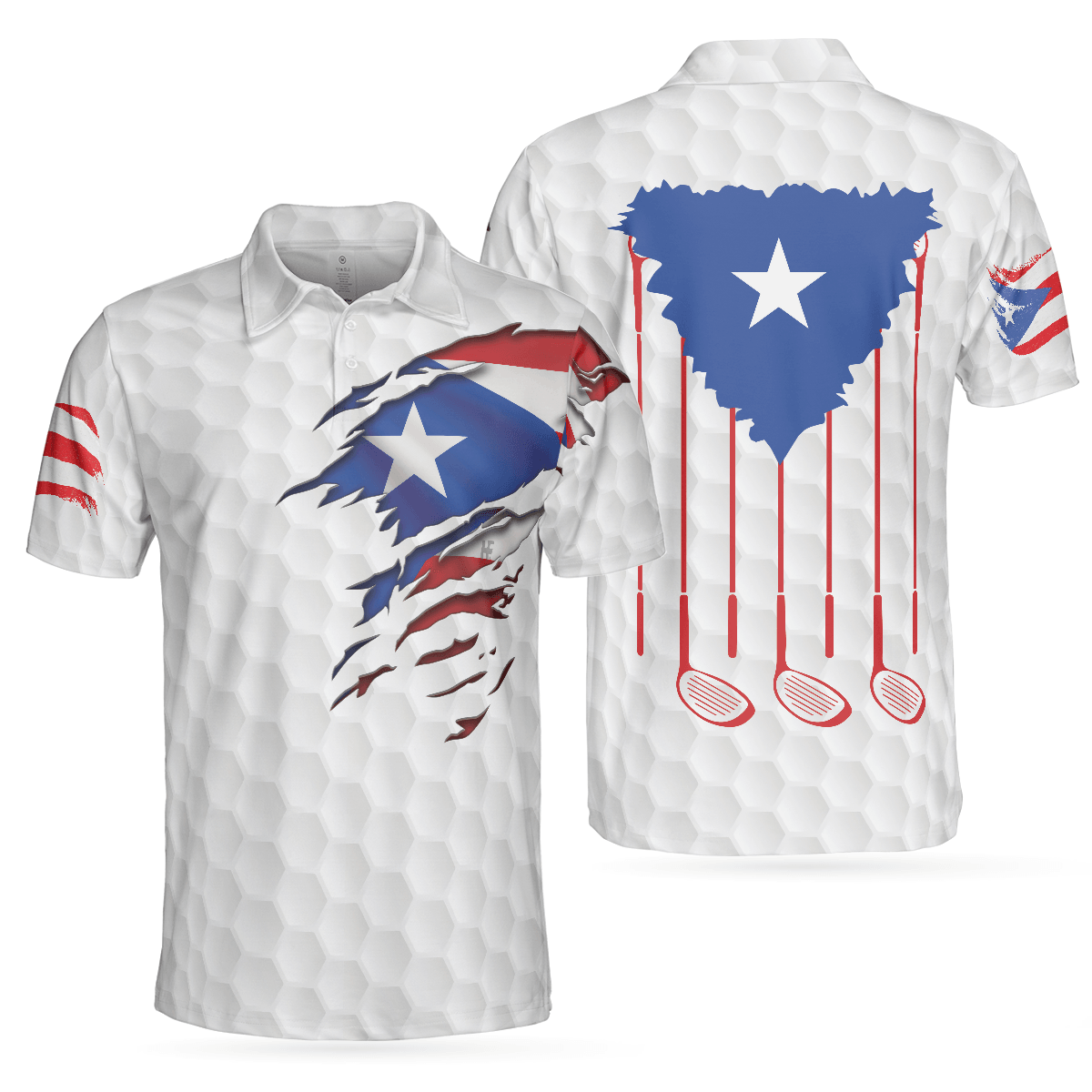 Men Golf Polo Shirt - Golf Puerto Rico Flag Men Polo Shirt, Simple Golfing Men Golf Polo Shirt - Perfect Polo Shirt For Men, Golfers - Amzanimalsgift