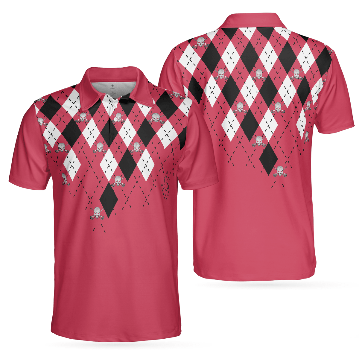 Men Golf Polo Shirt - Golf Shirt With Argyle Pattern Polo Shirt, Red Plaid Pattern Golf Shirt For Golf Enthusiasts, Vibrant Golf Shirt - Amzanimalsgift