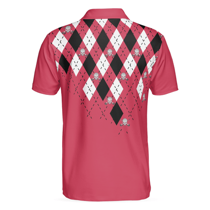 Men Golf Polo Shirt - Golf Shirt With Argyle Pattern Polo Shirt, Red Plaid Pattern Golf Shirt For Golf Enthusiasts, Vibrant Golf Shirt - Amzanimalsgift