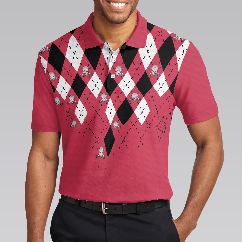 Men Golf Polo Shirt - Golf Shirt With Argyle Pattern Polo Shirt, Red Plaid Pattern Golf Shirt For Golf Enthusiasts, Vibrant Golf Shirt - Amzanimalsgift
