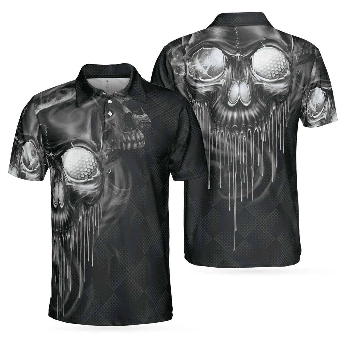 Men Golf Polo Shirt - Golf Skull And Smoke Men Golf Polo Shirt - Perfect Polo Shirt For Men, Golfers - Amzanimalsgift