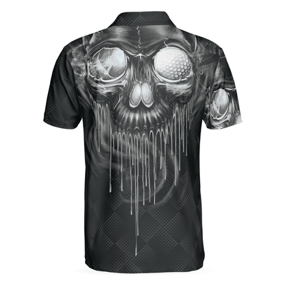 Men Golf Polo Shirt - Golf Skull And Smoke Men Golf Polo Shirt - Perfect Polo Shirt For Men, Golfers - Amzanimalsgift