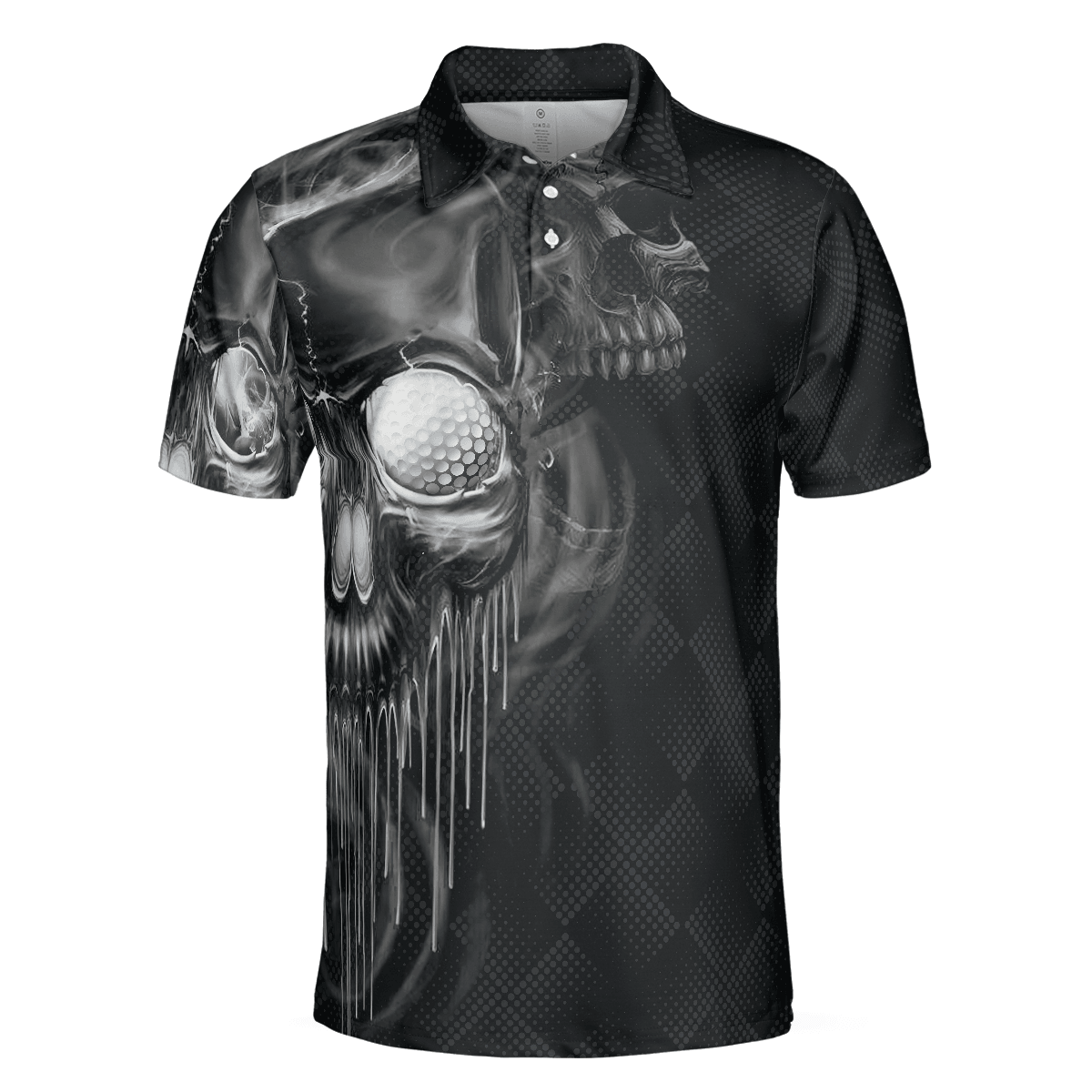 Men Golf Polo Shirt - Golf Skull And Smoke Men Golf Polo Shirt - Perfect Polo Shirt For Men, Golfers - Amzanimalsgift