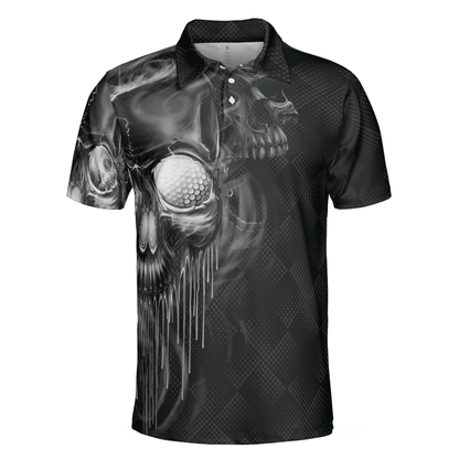 Men Golf Polo Shirt - Golf Skull And Smoke Men Golf Polo Shirt - Perfect Polo Shirt For Men, Golfers - Amzanimalsgift
