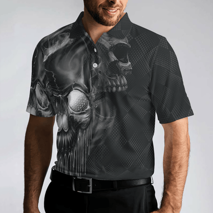 Men Golf Polo Shirt - Golf Skull And Smoke Men Golf Polo Shirt - Perfect Polo Shirt For Men, Golfers - Amzanimalsgift