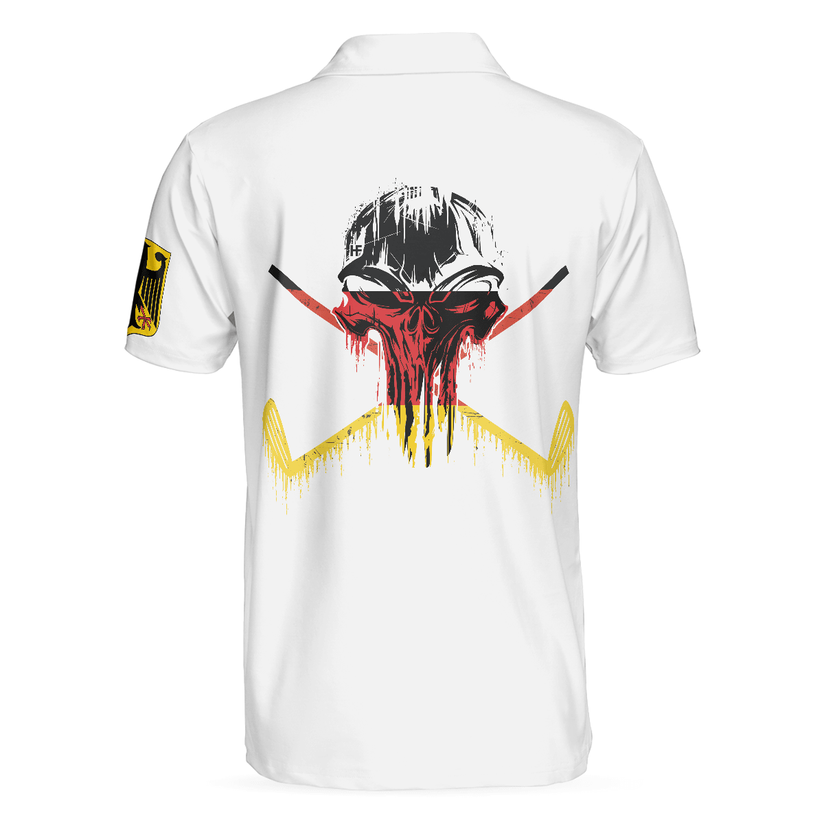 Men Golf Polo Shirt - Golf Skull German Flag Polo Shirt, Black Wet Paint Skull Polo Shirt, Germany Golf Shirt For Men, Golfers - Amzanimalsgift
