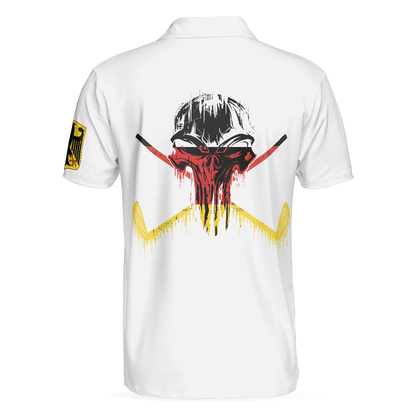 Men Golf Polo Shirt - Golf Skull German Flag Polo Shirt, Black Wet Paint Skull Polo Shirt, Germany Golf Shirt For Men, Golfers - Amzanimalsgift