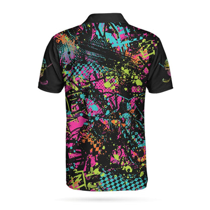 Men Golf Polo Shirt - Golf Skull Graffiti Polo Shirt, Streetwear Polo Shirt, Best Golf Shirt For Men, Golf Lover - Amzanimalsgift
