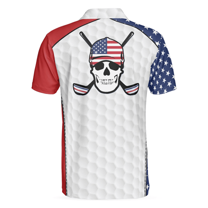 Men Golf Polo Shirt - Golf Skull Wear Hat USA Men Golf Polo Shirt - Perfect Polo Shirt For Men, Golfers - Amzanimalsgift