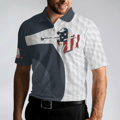 Men Golf Polo Shirt - Golf Swing American Flag Polo Shirt, Golf Ball Texture Polo Shirt, Patriotic Golf Shirt For Men, Cool Gift For Men, Golfers - Amzanimalsgift