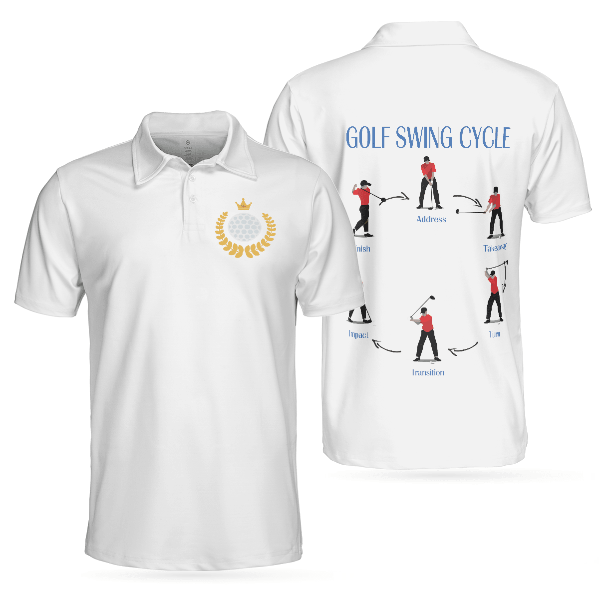 Men Golf Polo Shirt - Golf Swing Life Cycle White Golf Polo Shirt, Best Golf Shirt For Men, Golfers - Amzanimalsgift