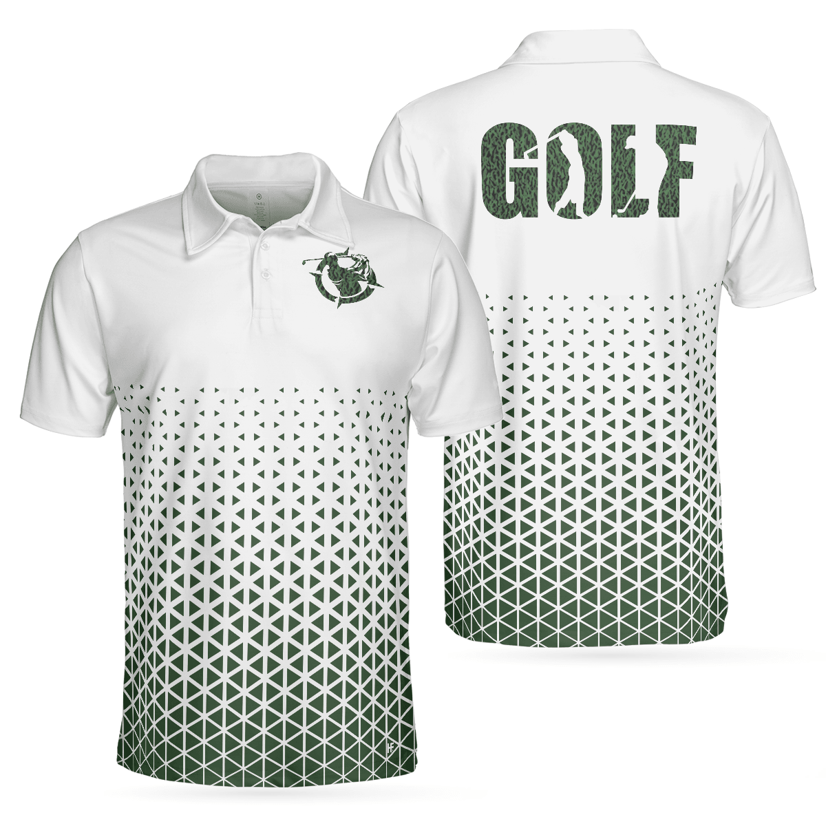 Men Golf Polo Shirt - Golf Texture Aluminium Men Polo Shirt, Triangle Geometric Polo Shirt, Best Golf Shirt For Men, Best Gift For Golfers - Amzanimalsgift