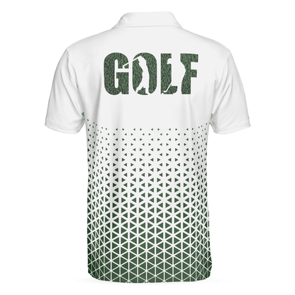 Men Golf Polo Shirt - Golf Texture Aluminium Men Polo Shirt, Triangle Geometric Polo Shirt, Best Golf Shirt For Men, Best Gift For Golfers - Amzanimalsgift