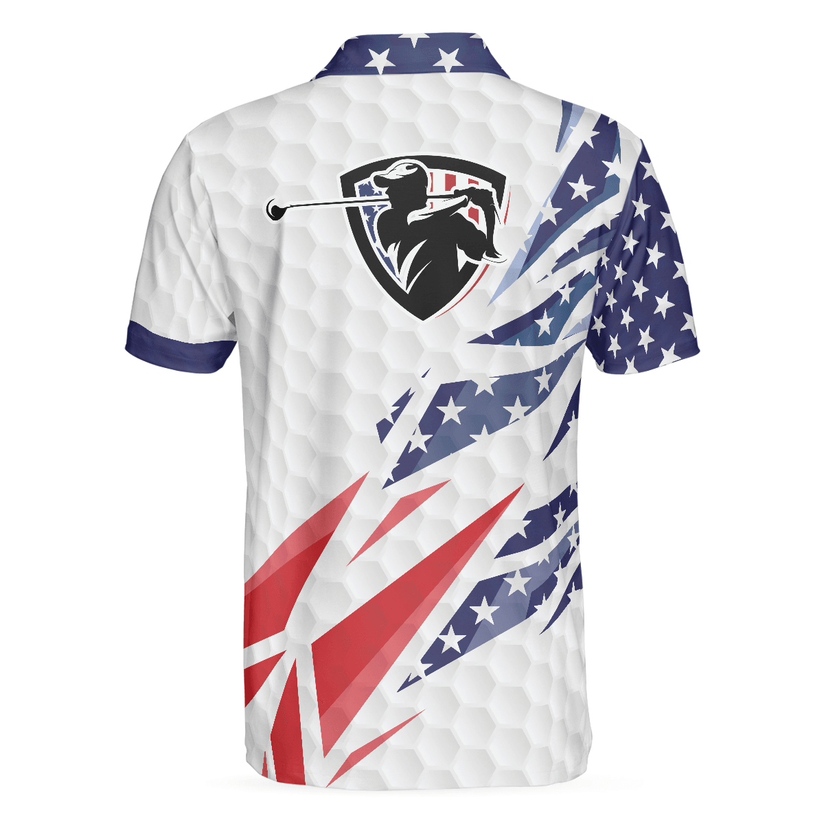 Men Golf Polo Shirt - Golf Texture Swing, Fierce American Flag Men Golf Polo Shirt - Perfect Polo Shirt For Men, Golfers - Amzanimalsgift