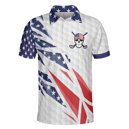 Men Golf Polo Shirt - Golf Texture Swing, Fierce American Flag Men Golf Polo Shirt - Perfect Polo Shirt For Men, Golfers - Amzanimalsgift