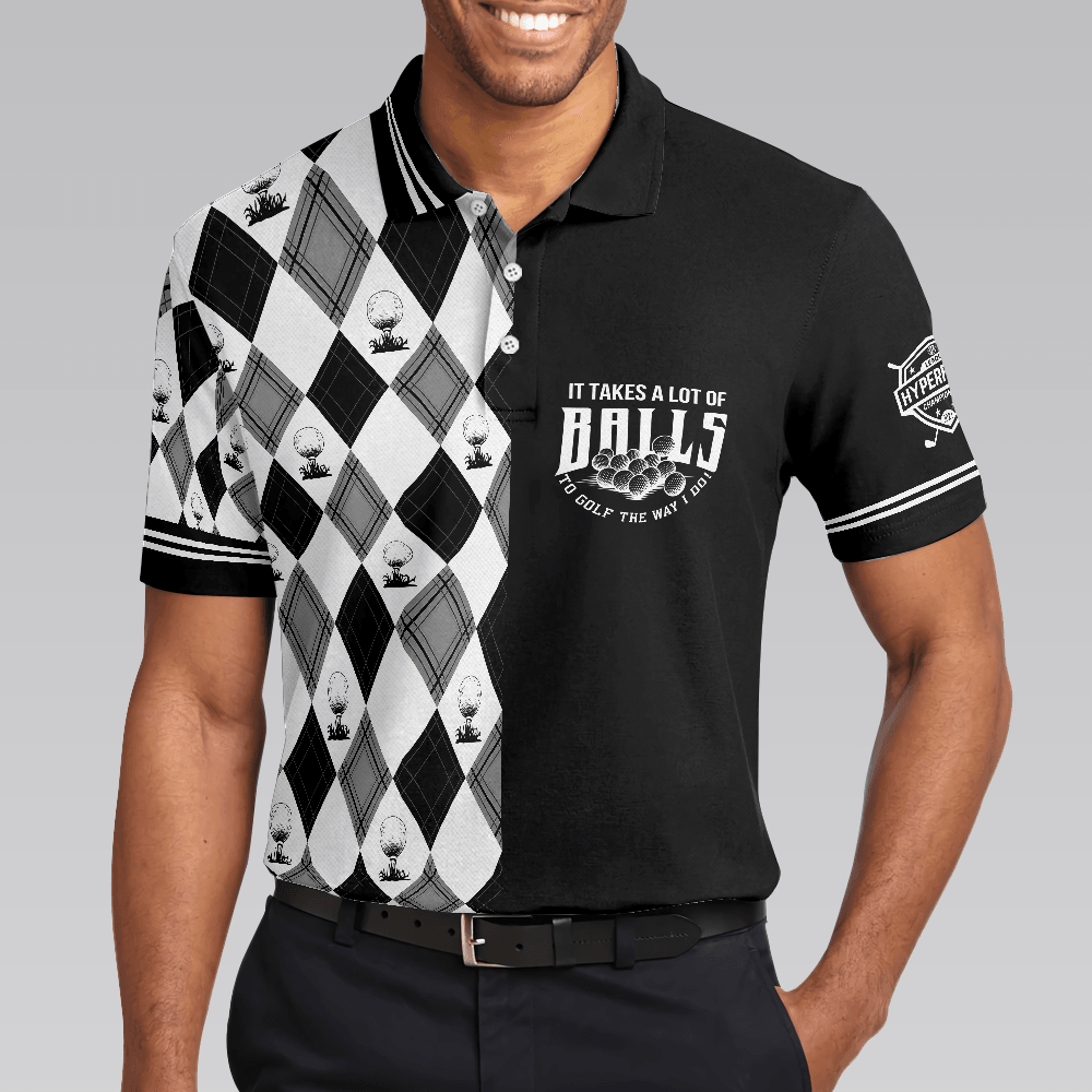 Men Golf Polo Shirt - Golf The Way I Do Men Polo Shirt, Black And White Argyle Pattern Polo Shirt, Best Golf Shirt For Men, Best Gift For Golfers - Amzanimalsgift