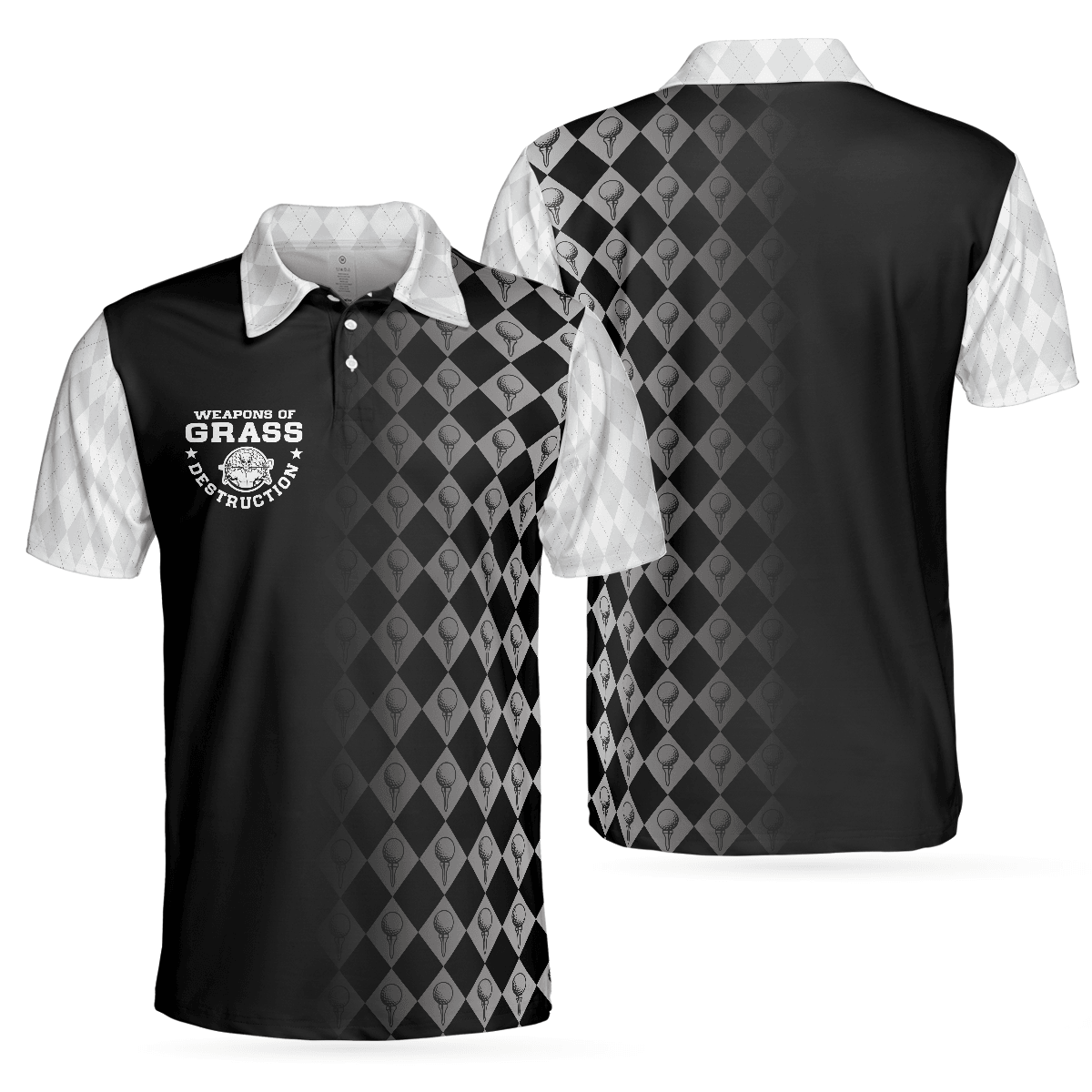 Men Golf Polo Shirt - Golf Weapons Of Grass Destruction Men Polo Shirt, Black And White Golf Shirt For Men, Best Gift For Men, Golfers - Amzanimalsgift