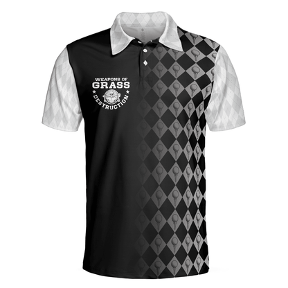 Men Golf Polo Shirt - Golf Weapons Of Grass Destruction Men Polo Shirt, Black And White Golf Shirt For Men, Best Gift For Men, Golfers - Amzanimalsgift