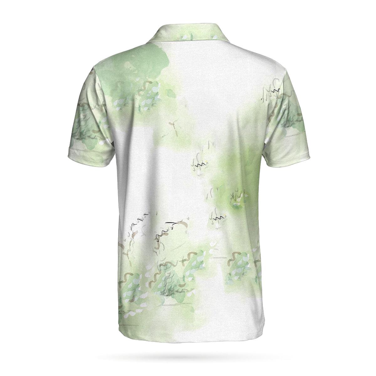 Men Golf Polo Shirt - Golfer Painting Men Polo Shirt, Green Tree Pattern Golfer Sketching Polo Shirt, Best Golf Shirt For Men, Golfers - Amzanimalsgift