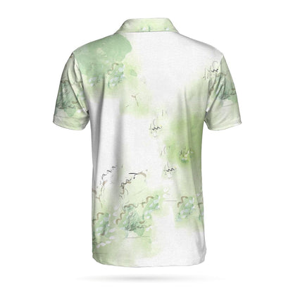 Men Golf Polo Shirt - Golfer Painting Men Polo Shirt, Green Tree Pattern Golfer Sketching Polo Shirt, Best Golf Shirt For Men, Golfers - Amzanimalsgift