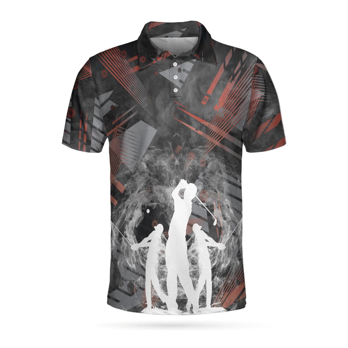 Men Golf Polo Shirt - Golfers On Art Pattern Men Polo Shirt, Smoke Digital Theme Polo Shirt, Best Golf Shirt For Men, Best Gift For Golfers - Amzanimalsgift