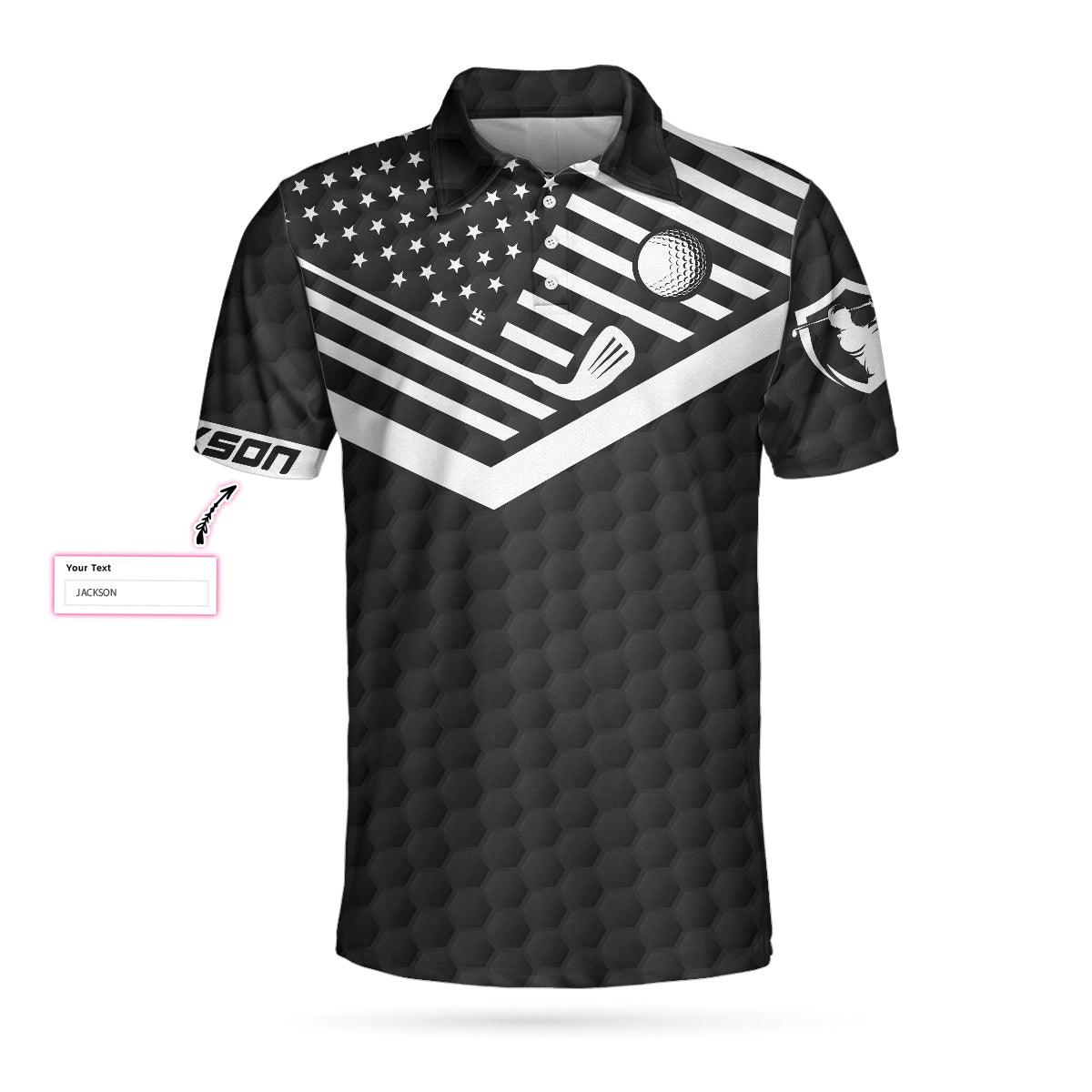 Men Golf Polo Shirt - Golfing Instructions Custom Men Polo Shirt, Personalized Black US Flag Polo Shirt, Cool Golf Shirt For Men, Golfers - Amzanimalsgift
