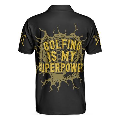 Men Golf Polo Shirt - Golfing Is My Superpower Golf Men Polo Shirt, Black Golf Club Shirt For Male Players, Cool Golf Gift For Men, Best Gift For Golfers - Amzanimalsgift