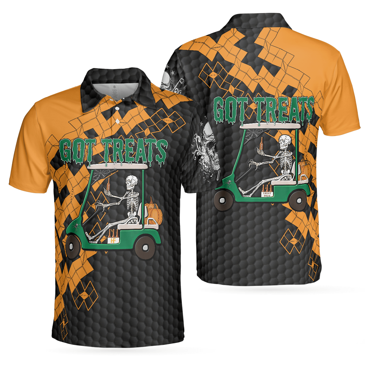 Men Golf Polo Shirt - Got Golf And Got Treat Skull , Halloween Men Golf Polo Shirt - Perfect Polo Shirt For Men, Golfers - Amzanimalsgift