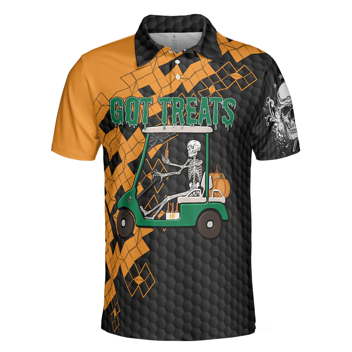 Men Golf Polo Shirt - Got Golf And Got Treat Skull , Halloween Men Golf Polo Shirt - Perfect Polo Shirt For Men, Golfers - Amzanimalsgift